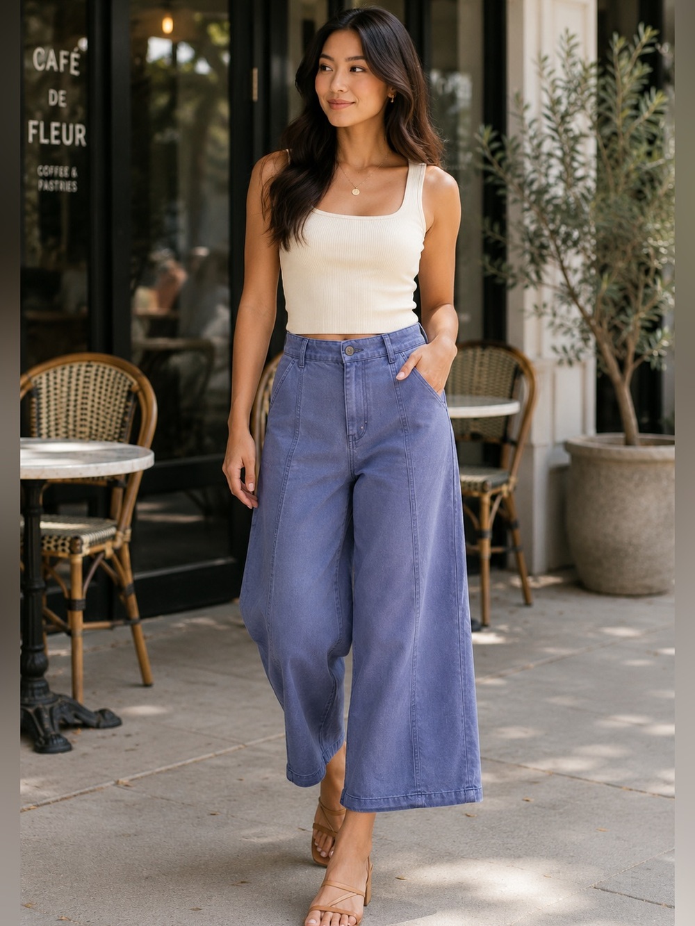 Zenana High-Waisted Wide Leg Crop Denim – Marlin